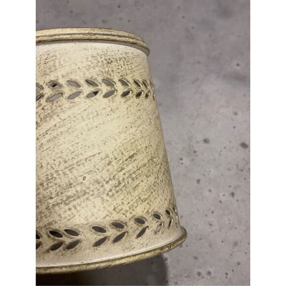 Vintage Small Toleware Metal Lamp Shade Stencil Wheat Ivory and Gold - Picture 2 of 3